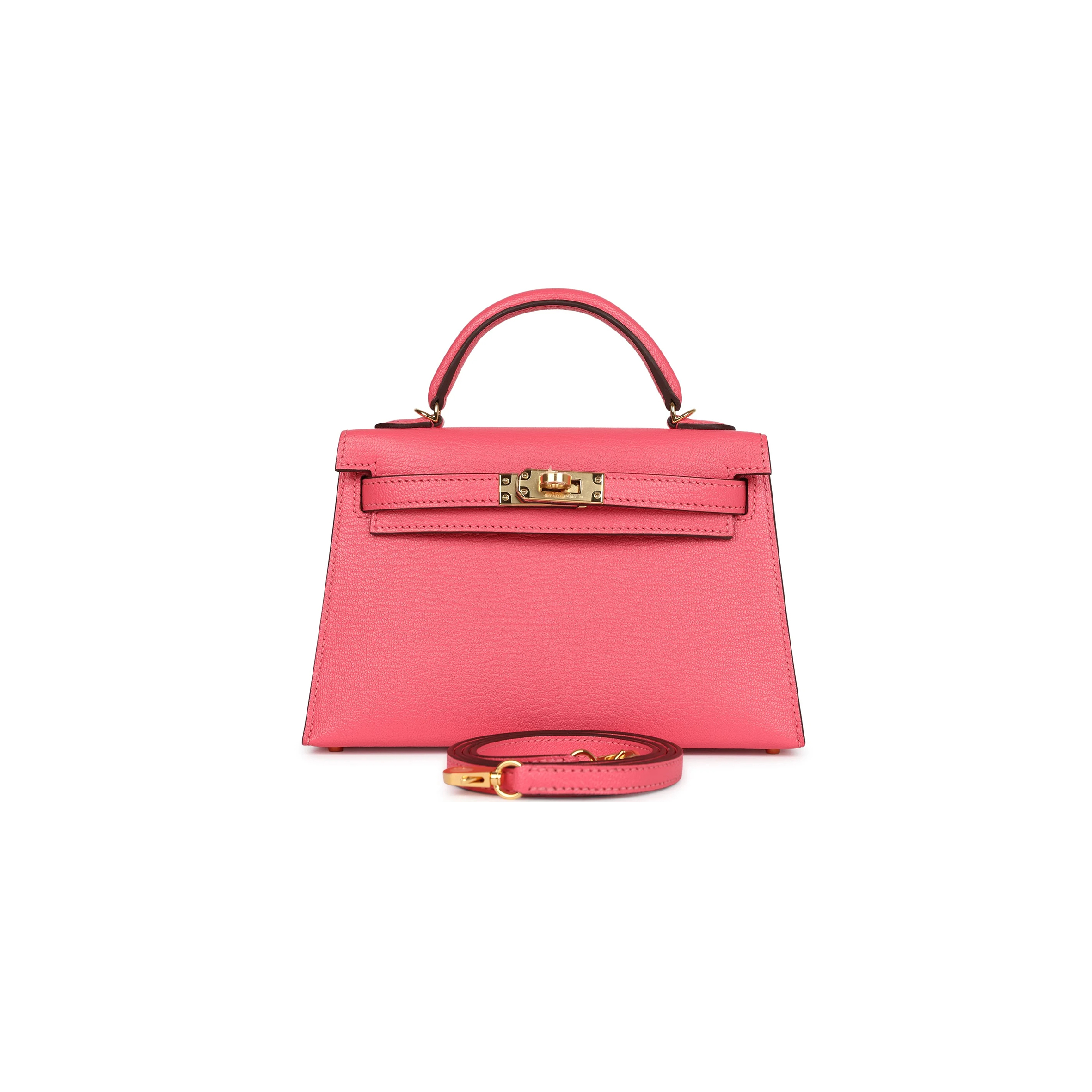 H**mes master mini kelly ii sellier rose azalee chevre mysore gold hardware (19*12*5.5cm)